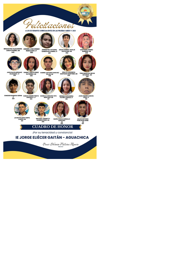 La Institución Educativa Jorge Eliécer Gaitán Brilla en las Pruebas Saber 11°
